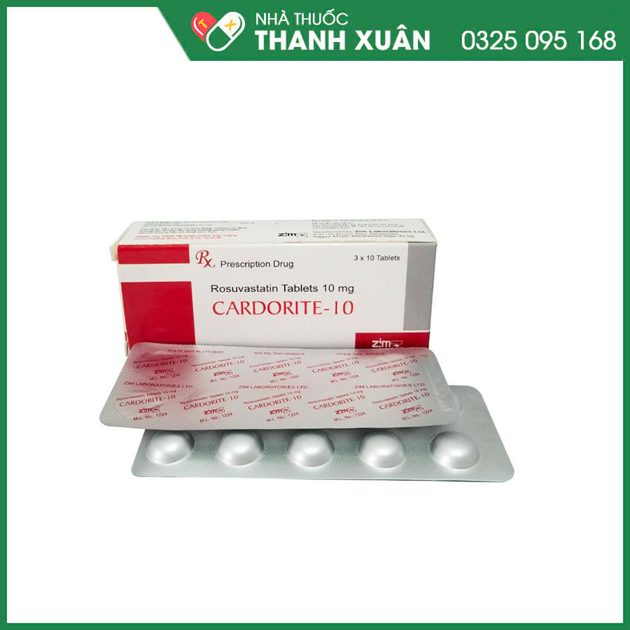 Cardorite -10 thuốc mỡ máu, giúp giảm lượng cholesterol toàn phần